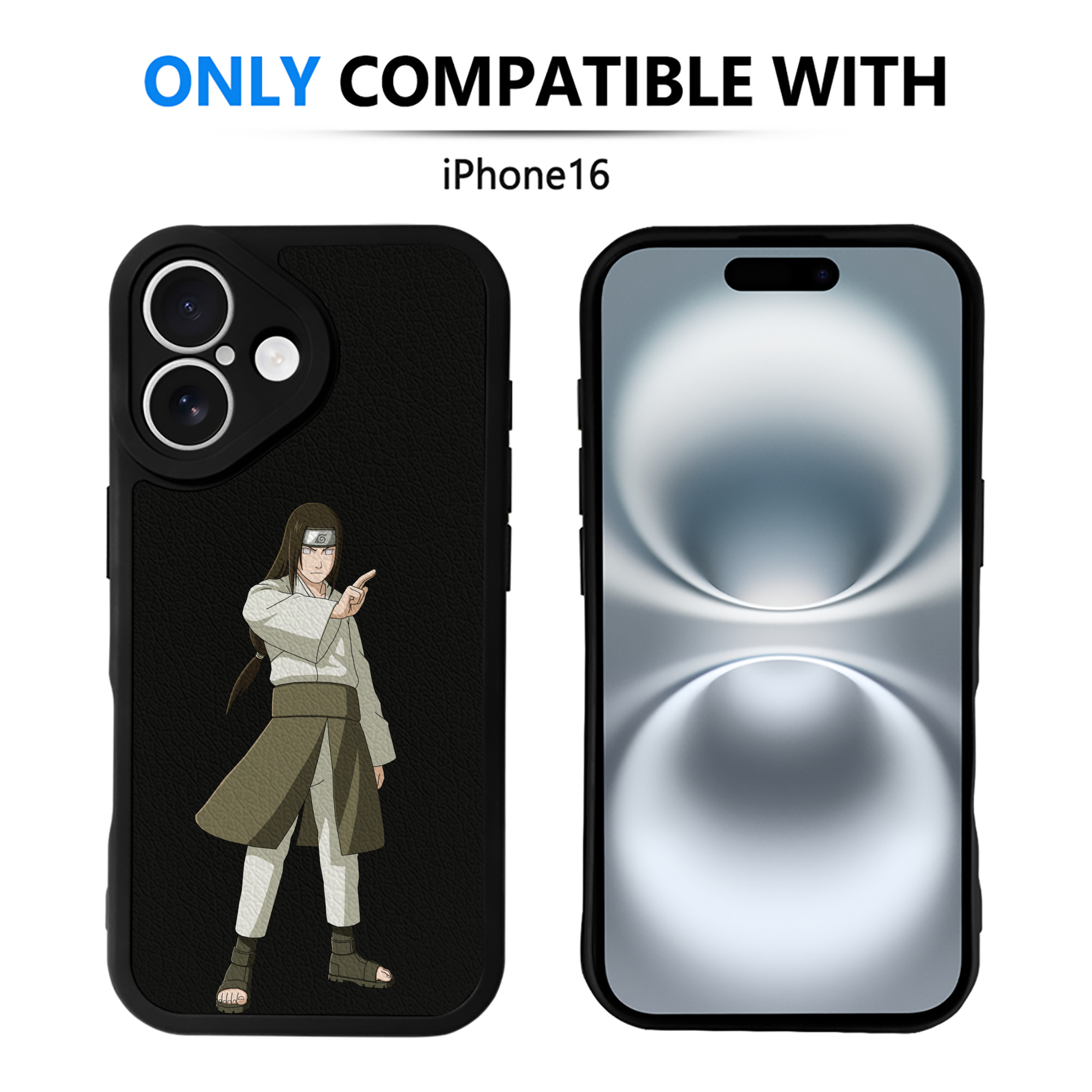 （画像用） NARUTO -ナルト- 日向ネジ Hyūga Neji 【iPhone 16シリーズ対応】シリコンスマホケース（レザー調） 材質：シリコン